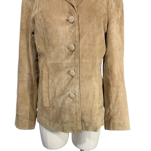 Vintage Michael Michelle Y2k Suede Button Down Jacket Tan Size Medium - Picture 6 of 12